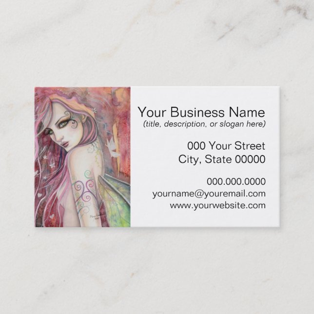 The Shy Flirt Modern Fairy Fantasy Art Business Card (Front)