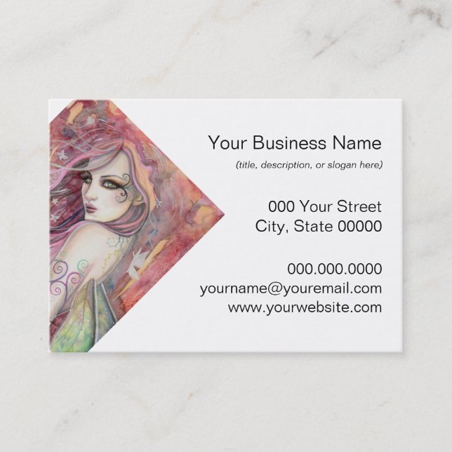 The Shy Flirt Modern Fairy Fantasy Art Business Card (Front)