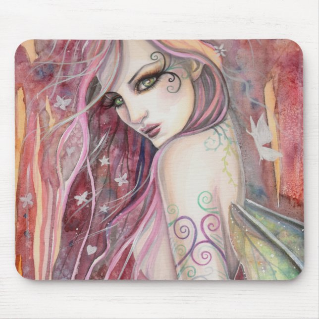 The Shy Flirt Modern Fairy Fantasy Art Mouse Mat (Front)