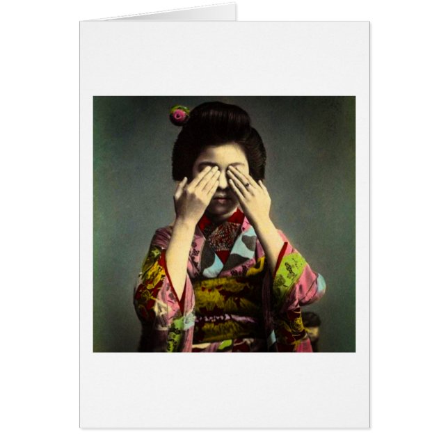 The Shy Geisha Vintage Old Japan Hand Coloured (Front)