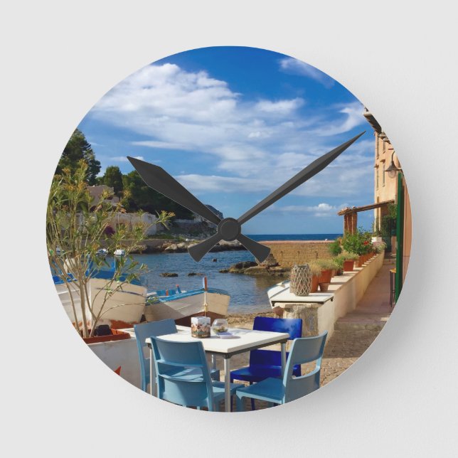 The Sicilian Fishing Village Round Clock (Front)