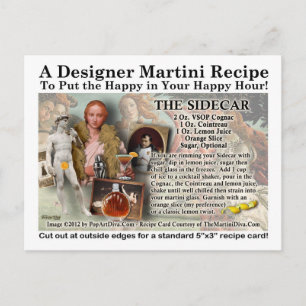 The Sidecar Cocktail Recipe Postcard