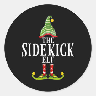 The Sidekick Elf Funny Matching Pajama Xmas Classic Round Sticker