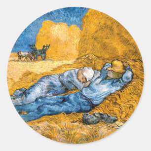 The Siesta (1890) landscape art Vincent Van Gogh Classic Round Sticker