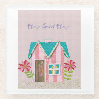 The Signature Whimsy (Pink & Teal) Glass Coaster