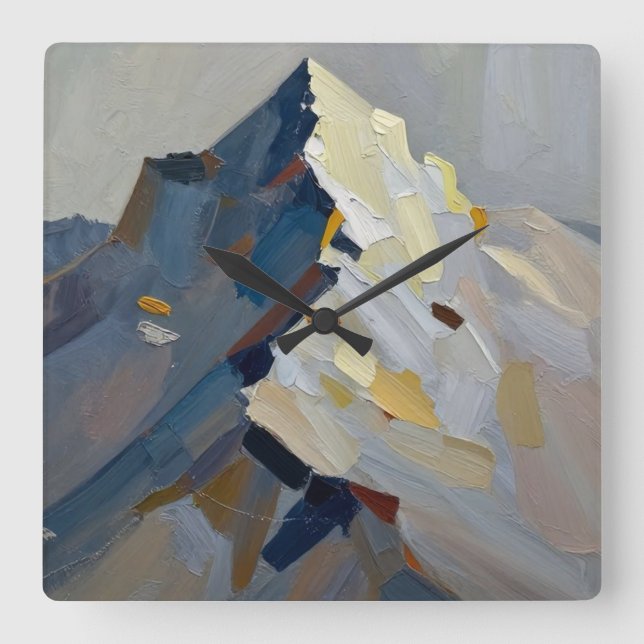 The Silent Sentinel: Geometric Fractures  Square Wall Clock (Front)