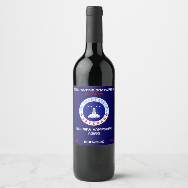 The Silent Service Veteran stylish Wine Label (Front)
