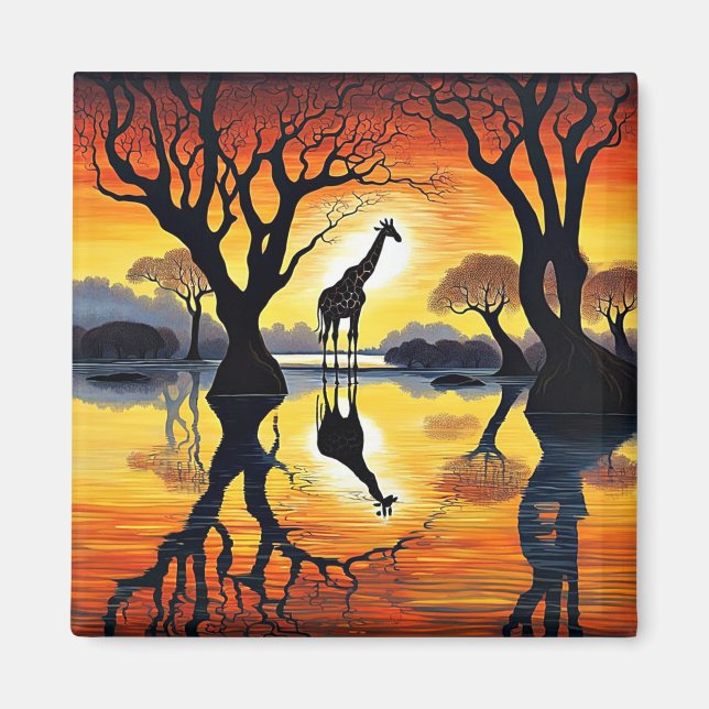 The Silhouetted Giraffe Magnet (Front)
