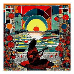 The Silhouetted Guitar Player Poster