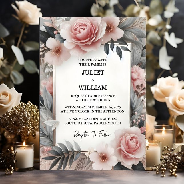 The Silk Pink Boho Peony Garden Dusty Rose Wedding Invitation (Creator Uploaded)