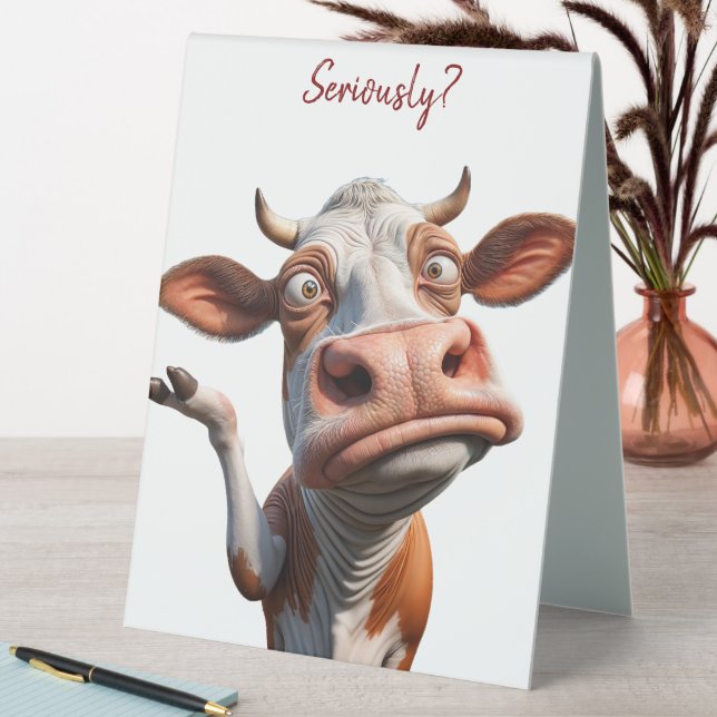 The Silly Cow - "Seriously?" Funny Quote Design (In SItu (Table))