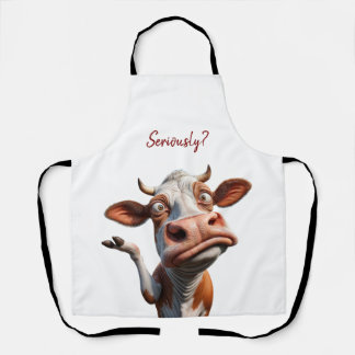 The Silly Cow - "Seriously?" Funny Quote Design Apron