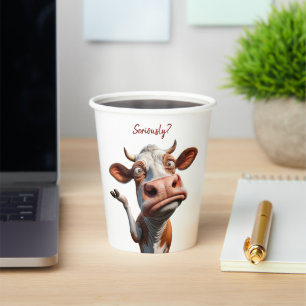 The Silly Cow - "Seriously?" Funny Quote Design Paper Cups