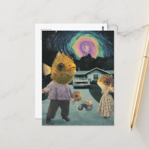 The Silly Surreal Fish Family Postcard