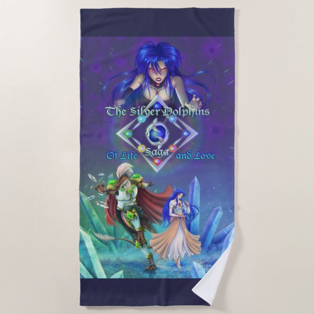 The Silver Dolphins Saga: Of life and Love Beach Towel (Front)
