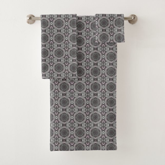 The Silver Fractal Garden Bath Towel Set (Insitu)