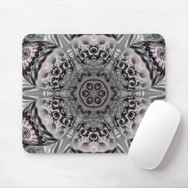 The Silver Fractal Garden Mouse Mat (With Mouse)