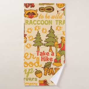 The Silver Wood Camp,cute characters seamless patt Bath Towel