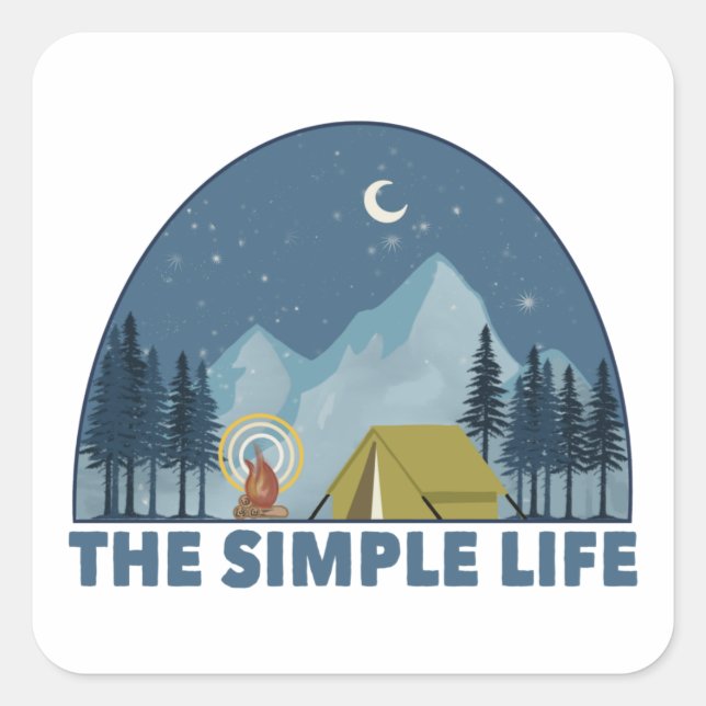 The Simple Life Camping Square Sticker (Front)