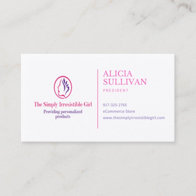 The Simply Irresistible Girl  Business Card (Front)