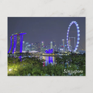 The Singapore Skyline by Night Postcard