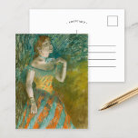 The Singer in Green | Edgar Degas Postcard<br><div class="desc">The Singer in Green (1884) by French impressionist artist Edgar Degas. Degas is famous for his pastel drawings and oil paintings. He was a master in depicting movement, as can be seen in his many works of ballet dancers. Use the design tools to add custom text or personalise the image....</div>