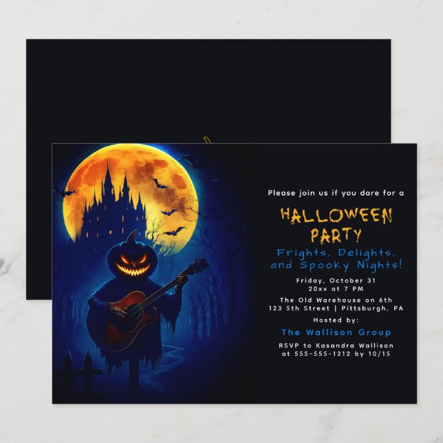 The Singing Halloween Pumpkin  Invitation (Front/Back)