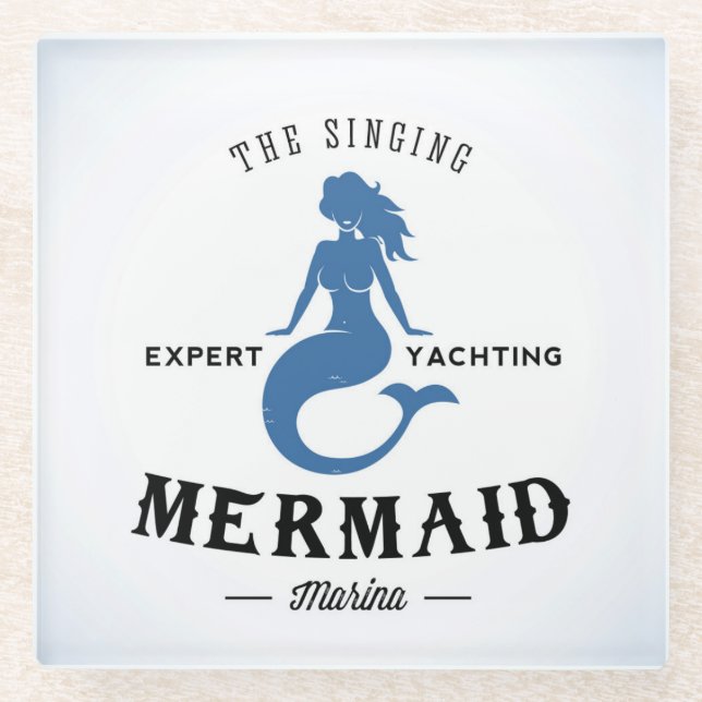 The Singing Mermaid Poster Glass Coaster (Front)