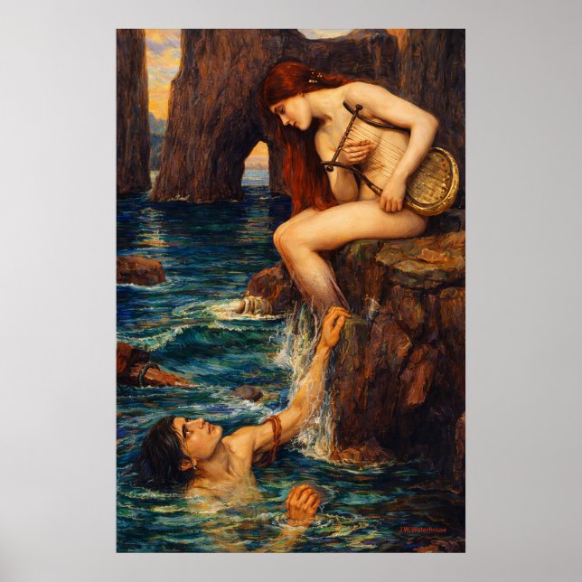 The Siren by John William Waterhouse Poster (Front)