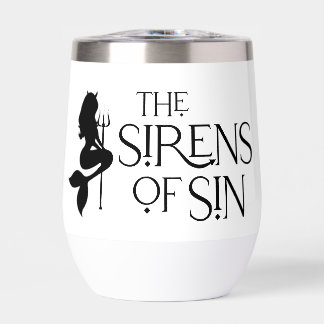 The Sirens of Sin Black Logo Stemless White Cup