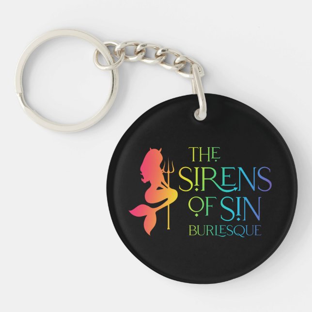 The Sirens of Sin Rainbow Logo Keychain (Front)