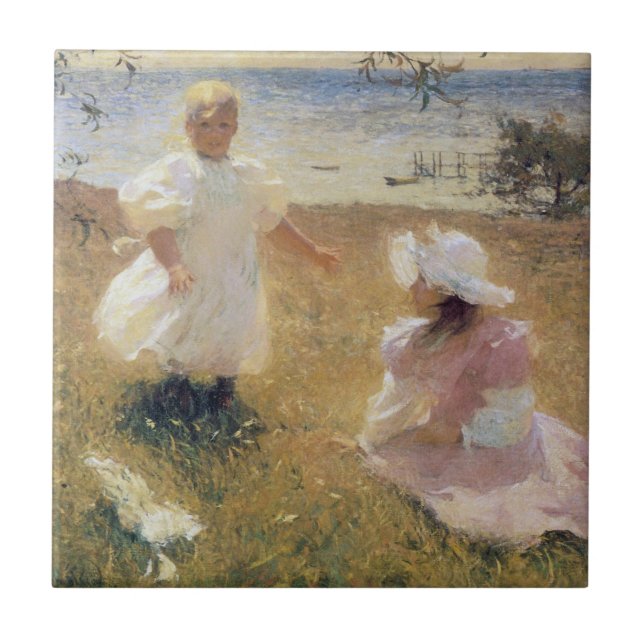 The Sisters, by Frank W. Benson Tile (Front)