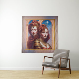 The Sisters Red AI Concept Art by Xzendor7 Tapestry