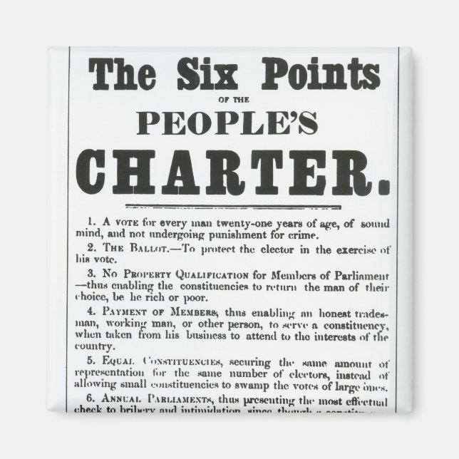 The Six Points of the People's Charter Magnet (Front)