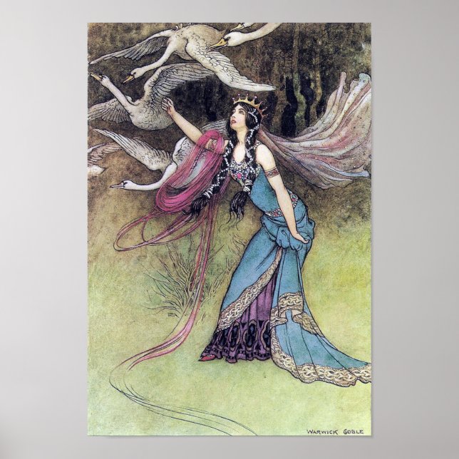The Six Swans by Warwick Goble Poster (Front)