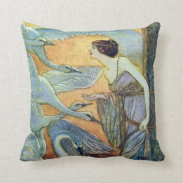 The Six Swans Eleanore Abbott Fine Art Cushion