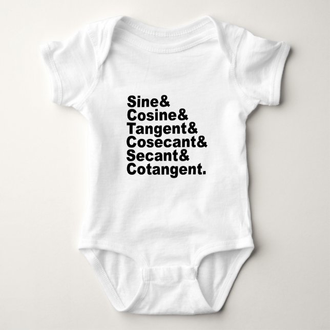 The Six Trigonometric Functions of Trigonometry Baby Bodysuit (Front)