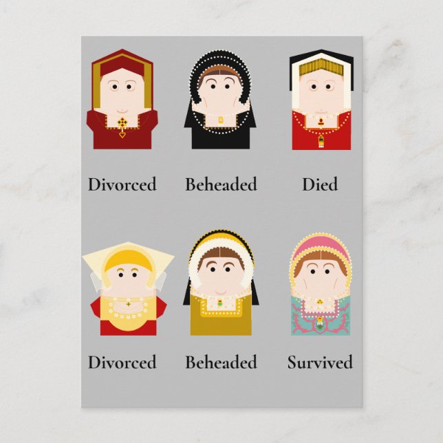 The six wives of Henry VIII Holiday Postcard (Front)