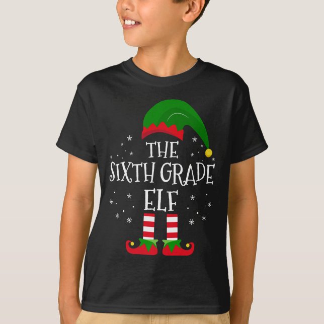 The Sixth Grade Elf Matching Family Christmas Paja T-Shirt (Front)