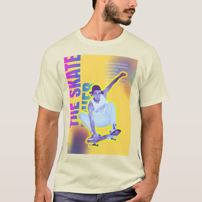 The Skate Lover - Men's Basic Cream Colour T-Shirt (Front)