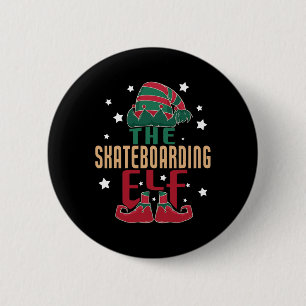 The Skateboarding Elf Christmas Pajama - Skateboar 6 Cm Round Badge