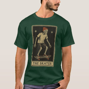 THE SKATER Tarot d Skeleton Punk Rock Skateboardin T-Shirt