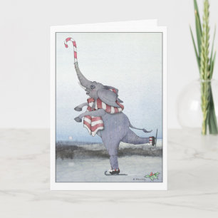 The Skating Elephant Christmas Card