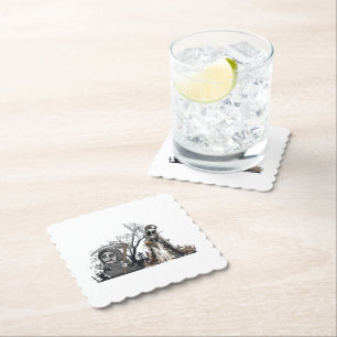  The Skeleton and the Corpse Bride. Paper Coaster