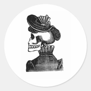 The Skeleton Lady. Circa early 1900s Mexico Classic Round Sticker