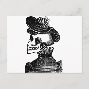 The Skeleton Lady. Circa early 1900s Mexico Postcard