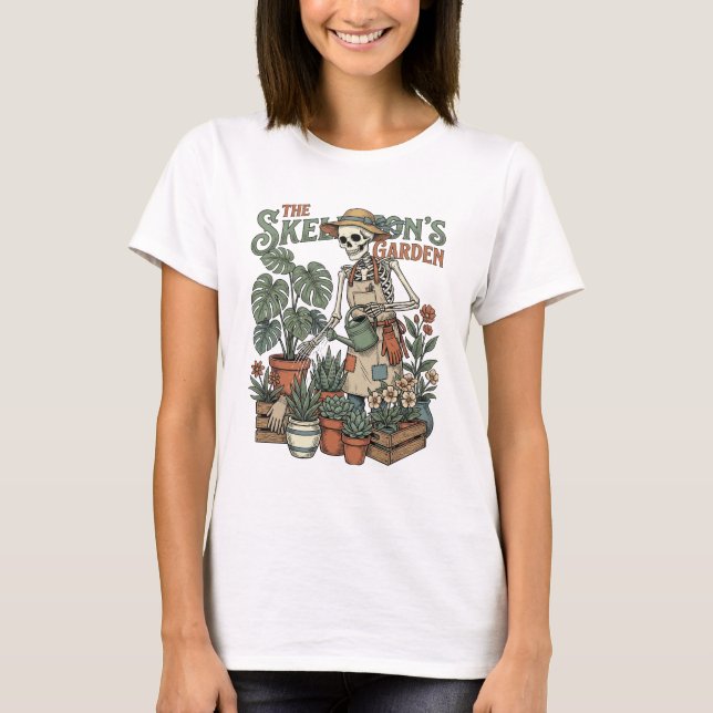 The Skeleton's Garden Vintage Botanical Gardening T-Shirt (Front)