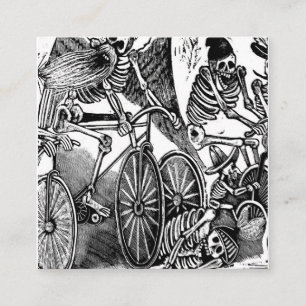 The Skeletons (The Calaveras) Riding Bicycles Square Business Card