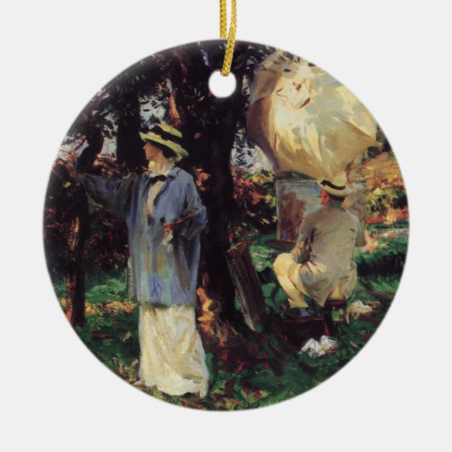 The Sketchers by John Singer Sargent Ceramic Tree Decoration (Front)
