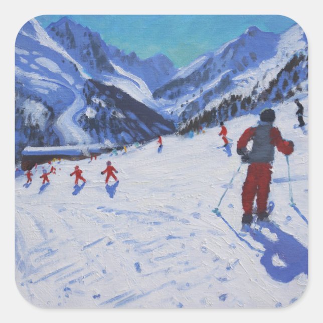 The ski instructor Mottaret Square Sticker (Front)